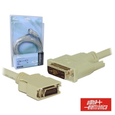 Cabo DVI bege com embalagem plástica transparente e logótipo alpha elettronica