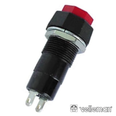 Interruptor botão vermelho e preto com ligações metálicas