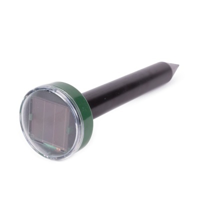 Sensor solar exterior com painel solar redondo e corpo preto