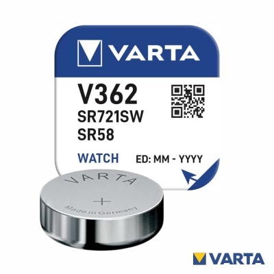 Pilha de botão VARTA modelo V362 para relógios com embalagem azul e branca