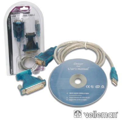 Cabo USB 2.0 virtual serial com CD e embalagem em blister