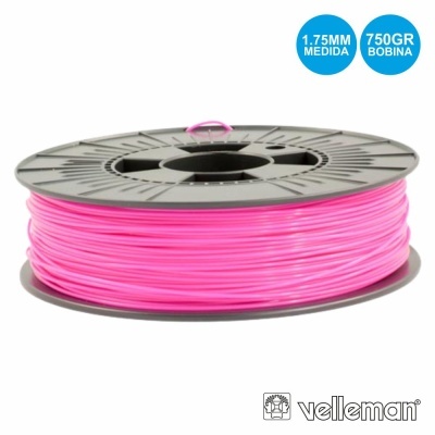 Bobina de filamento rosa para impressora 3D com carretel preto e etiqueta Velleman