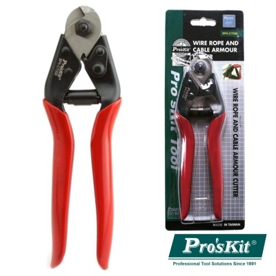 Cortador de cabo e arame Pro'sKit com cabo vermelho na embalagem
