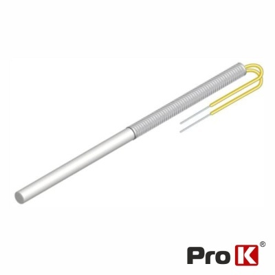 Resistência tubular metálica com fios isolados e logótipo Pro K