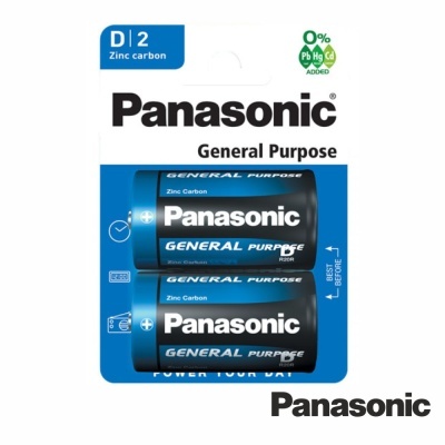 Pack de duas pilhas Panasonic D Zinc Carbon