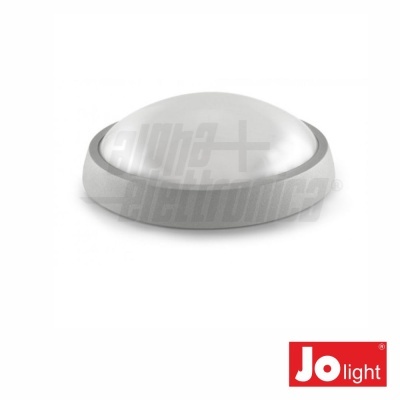 luz semicircular de teto ou parede cinza clara com logo Jo light