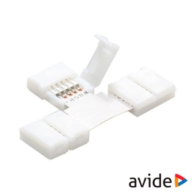 Conector LED branco em plástico com contactos metálicos e tampa para fita LED