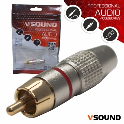 Conector de áudio RCA metálico com embalagem V SOUND PROFESSIONAL AUDIO ACCESSORIES