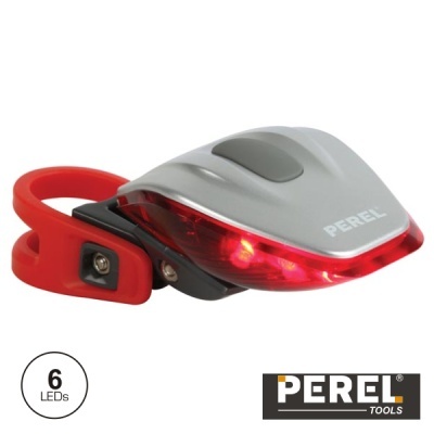 Luz traseira para bicicleta Perel com LEDs vermelhos e suporte vermelho