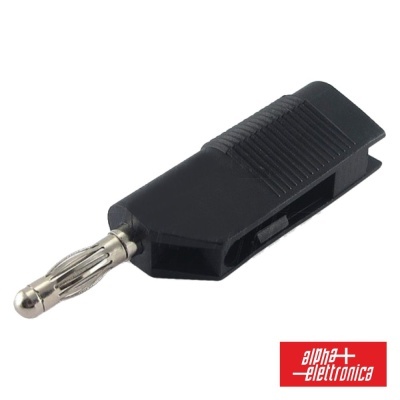 Conector banana masculino com corpo plástico preto e ponta metálica