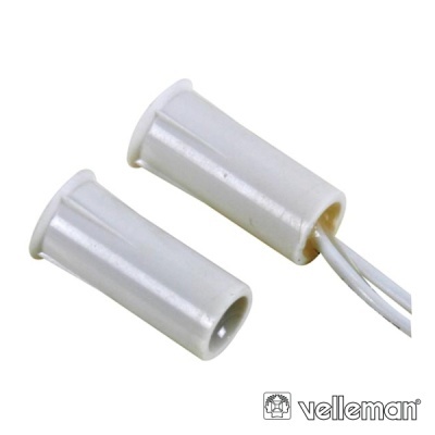 Dois sensores magnéticos brancos de porta/janela da marca Velleman