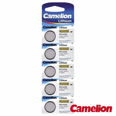 Pack de cinco pilhas de lítio Camelion CR2025 3V