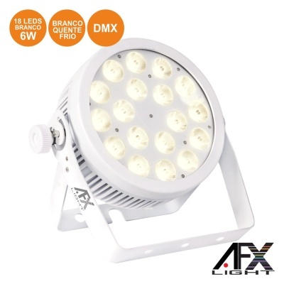 Projetor LED branco AFX Light com 18 LEDs, 6W, branco quente e frio, controle DMX