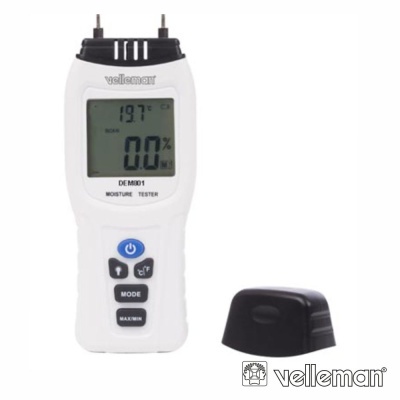Medidor digital de humidade e temperatura Velleman DEM01 branco com visor e tampa preta