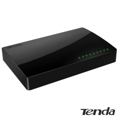 Switch Ethernet Tenda preto com luzes LED verdes