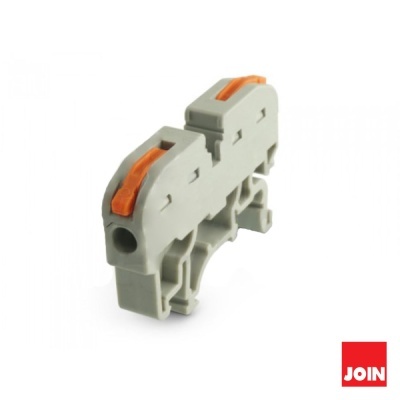 Conector elétrico cinzento com alavancas laranja