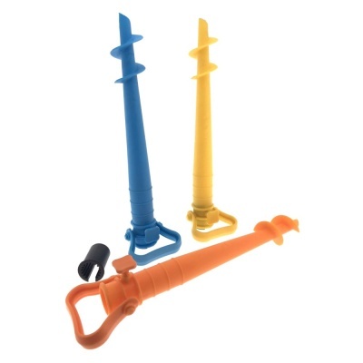 Sapadores de relva de plástico azul, amarelo e laranja com acessório preto