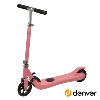 Trotinete elétrica rosa Denver com rodas pretas e guiador ajustável