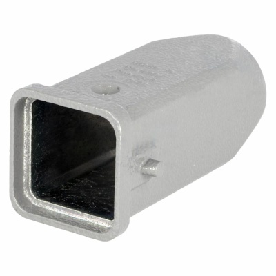 Conector metálico quadrado oco prateado com textura rugosa