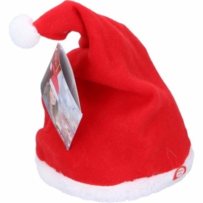 Chapéu de Natal vermelho com pompom branco e borda peluda