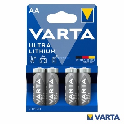 Pack de 4 pilhas VARTA Ultra Lithium AA em embalagem azul