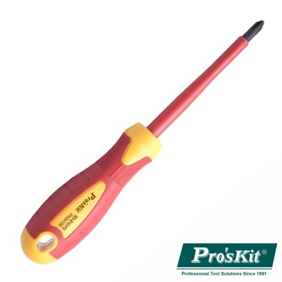 Chave de fendas Pro'sKit em vermelho e amarelo com ponta Phillips