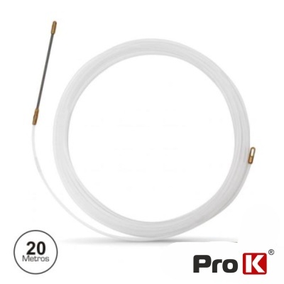 Cabo flexível branco com extremidades douradas e logótipo Pro K