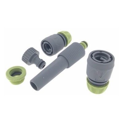 Acessórios para mangueira de jardim em plástico cinzento e verde