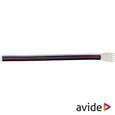Cabo com quatro fios coloridos e conector branco com pinos