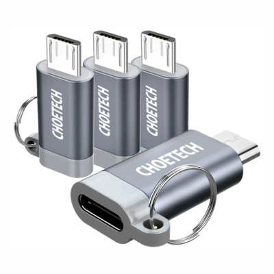 Adaptadores USB-C para Micro USB da CHOETECH cinzento metálico com anel prateado
