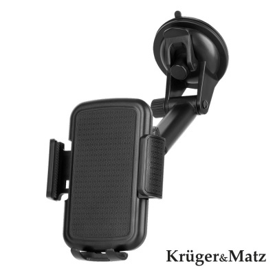 Suporte de telemóvel para carro preto com ventosa e laterais ajustáveis