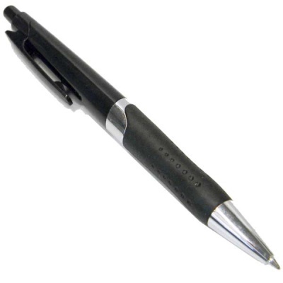 Caneta preta com clip e punho emborrachado