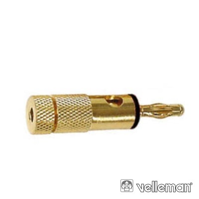 Conector banana metálico dourado com rosca texturizada