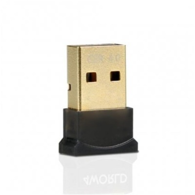 Adaptador USB pequeno com conector dourado e base preta
