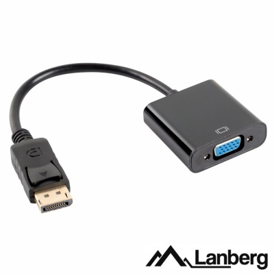 Adaptador Lanberg preto DisplayPort para VGA com cabo curto