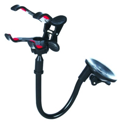 Suporte para telemóvel com ventosa em plástico preto e vermelho