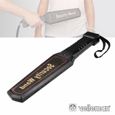 Penteleta de segurança preta com texto 'Security Wand' e alça preta.