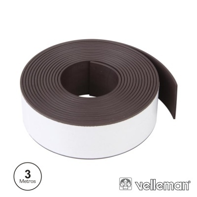 Rolo de fita magnética castanha com parte autocolante branca de 3 metros Velleman