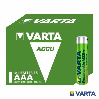 Embalagem verde com baterias recarregáveis VARTA AAA