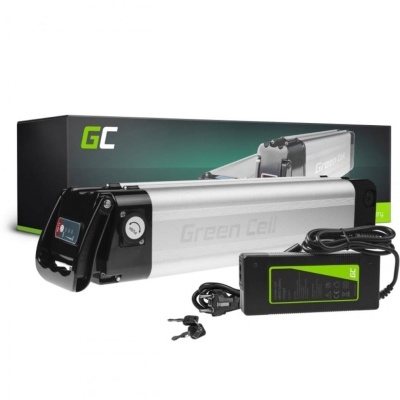 Bateria de bicicleta elétrica Green Cell prateada com carregador e chave