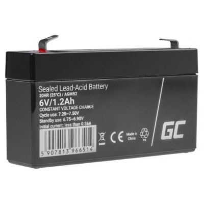 Bateria selada de chumbo-ácido preta GC 6V 1.2Ah