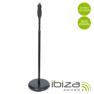 Suporte para microfone preto ajustável Ibiza Sound com base redonda