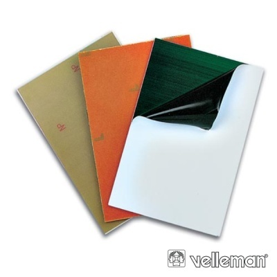 Folhas autocolantes de várias cores com verso preto e logotipo Velleman