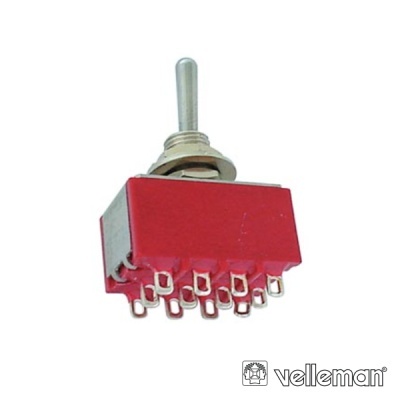 Interruptor seletor metálico vermelho com múltiplos terminais