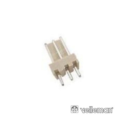 Conector elétrico de plástico bege com quatro pinos metálicos