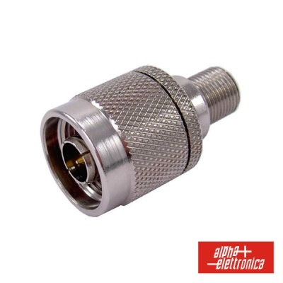 Adaptador coaxial metal prateado com textura malha