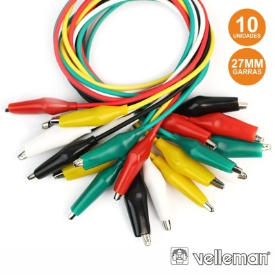 Conjunto de cabos com garras jacaré coloridas