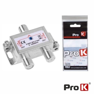 Divisor de sinal de TV metálico Pro K de 2 vias com embalagem