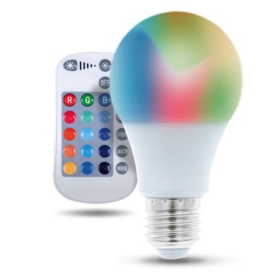 Lâmpada LED colorida com controlo remoto branco