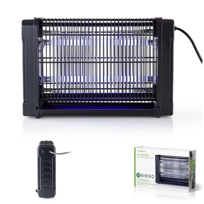 Armada eletrónica para matar mosquitos em plástico preto com lâmpadas UV azuis